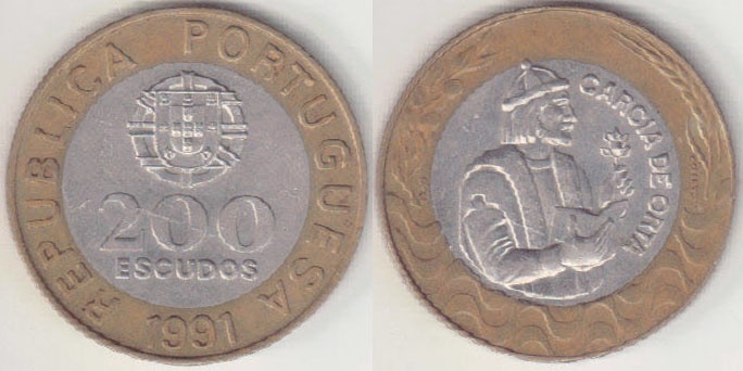 1991 Portugal 200 Escudos (Garcia de Orta) A003601